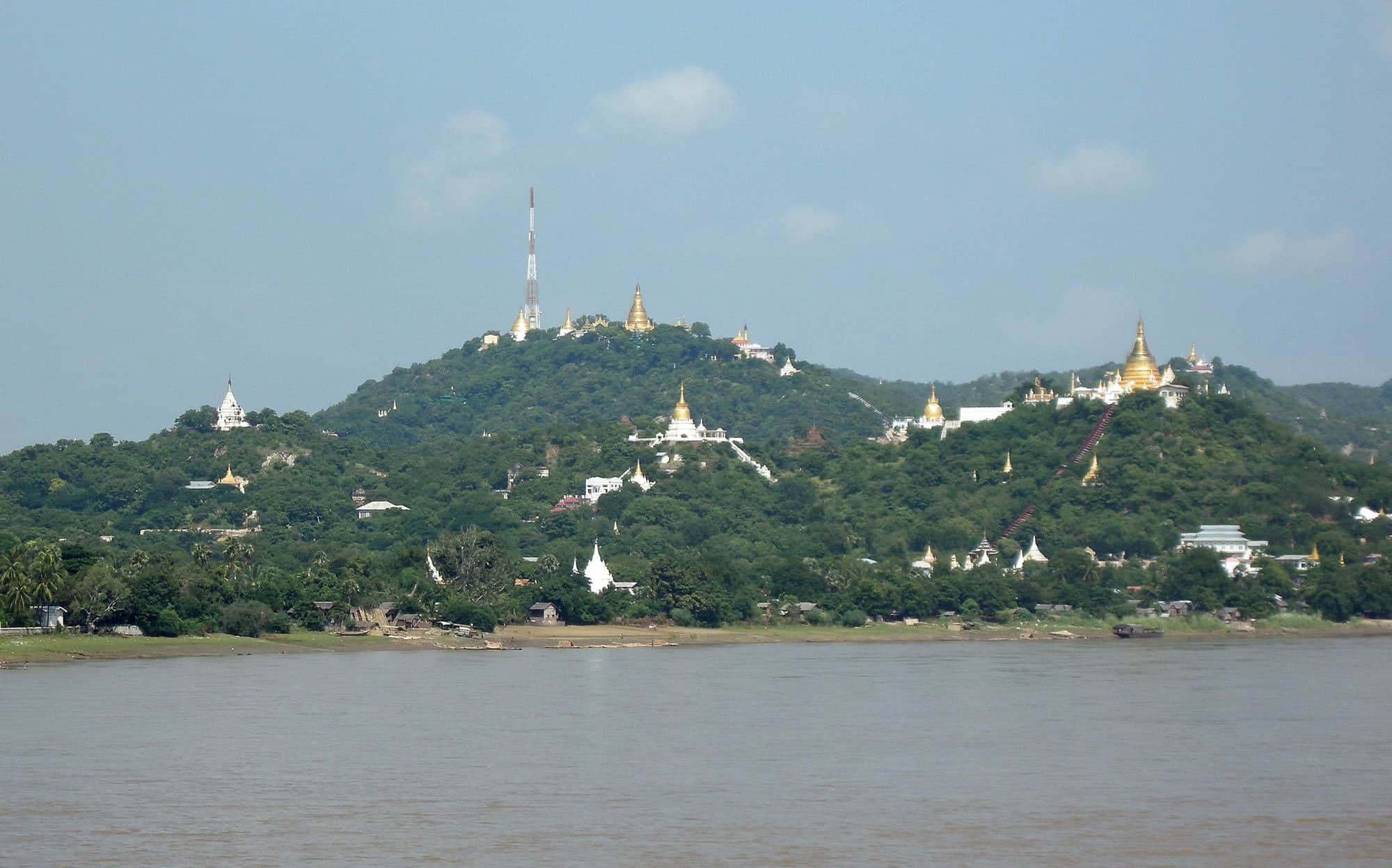 view of hillside temples in Sagaing