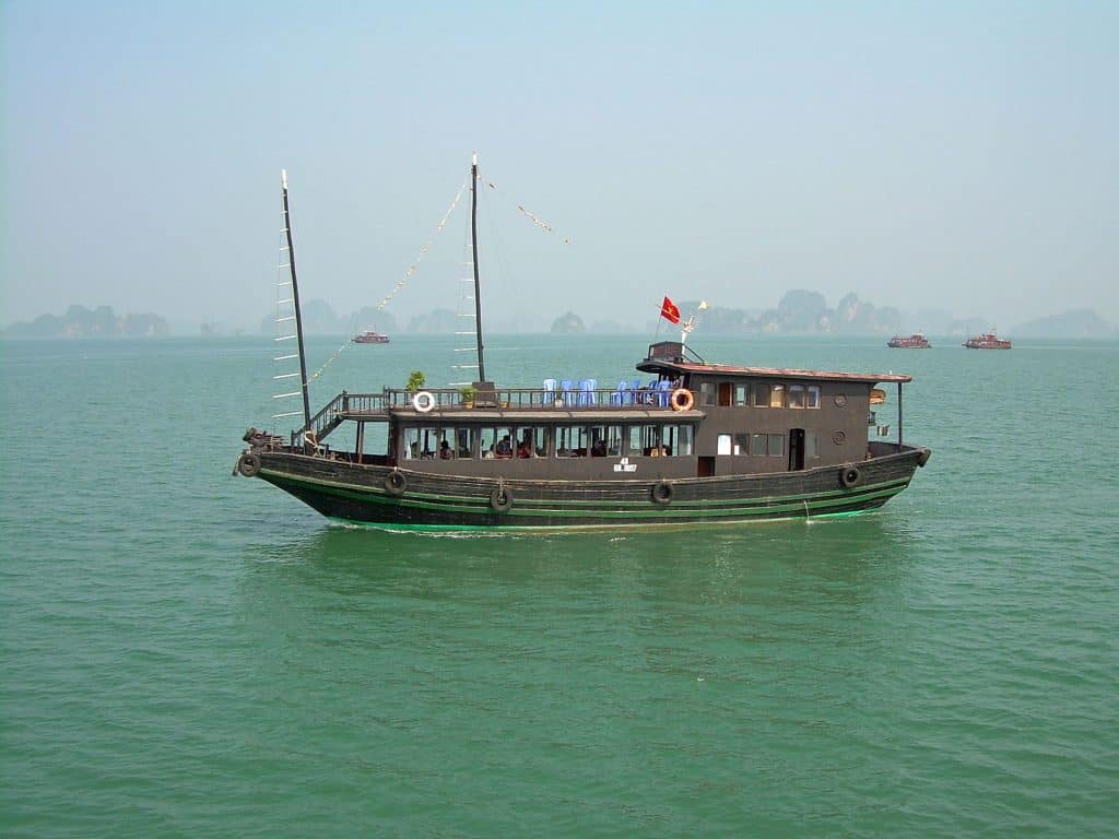 tourist sailing boat at Ha Long Bay