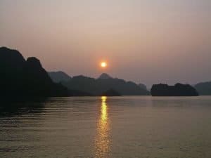 sunset at Ha Long Bay