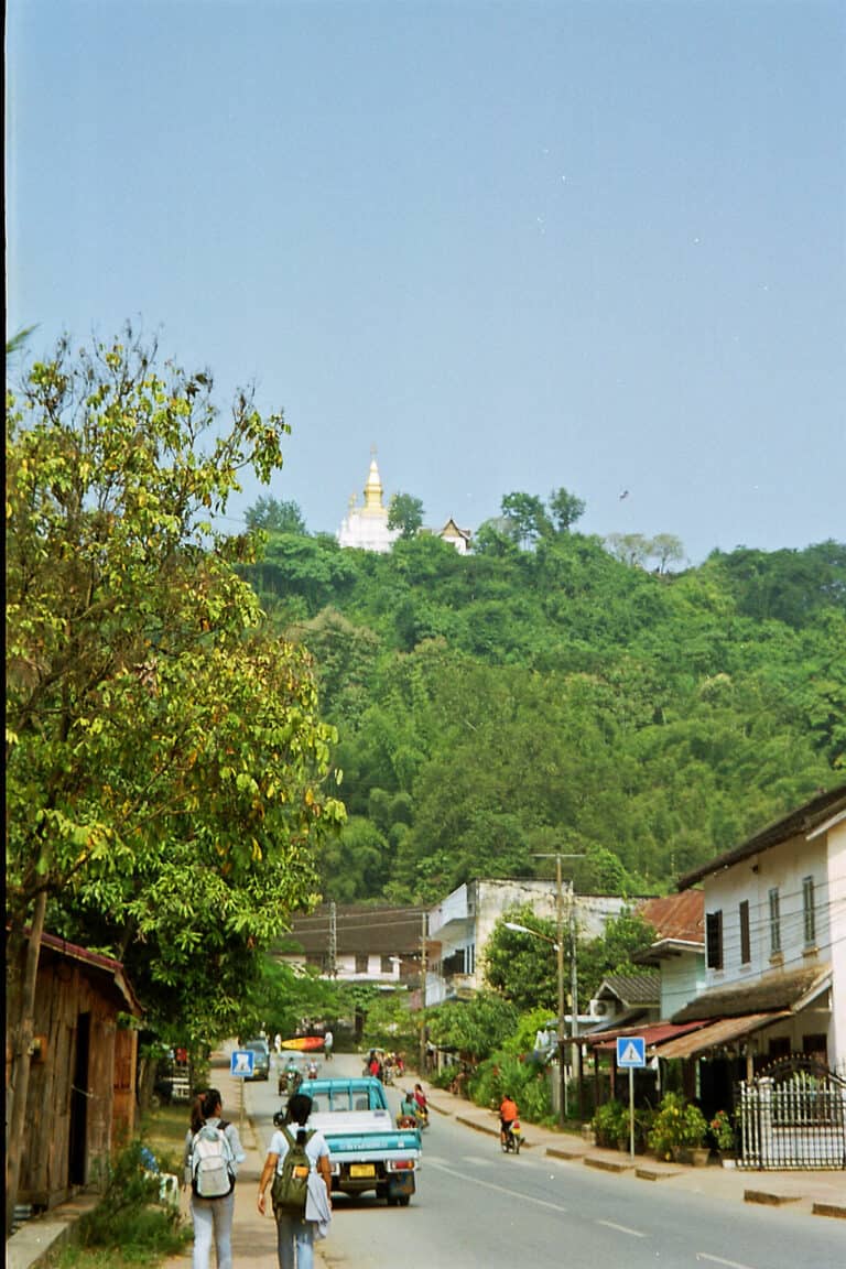 street view of Phousi hill in Luang Prabang