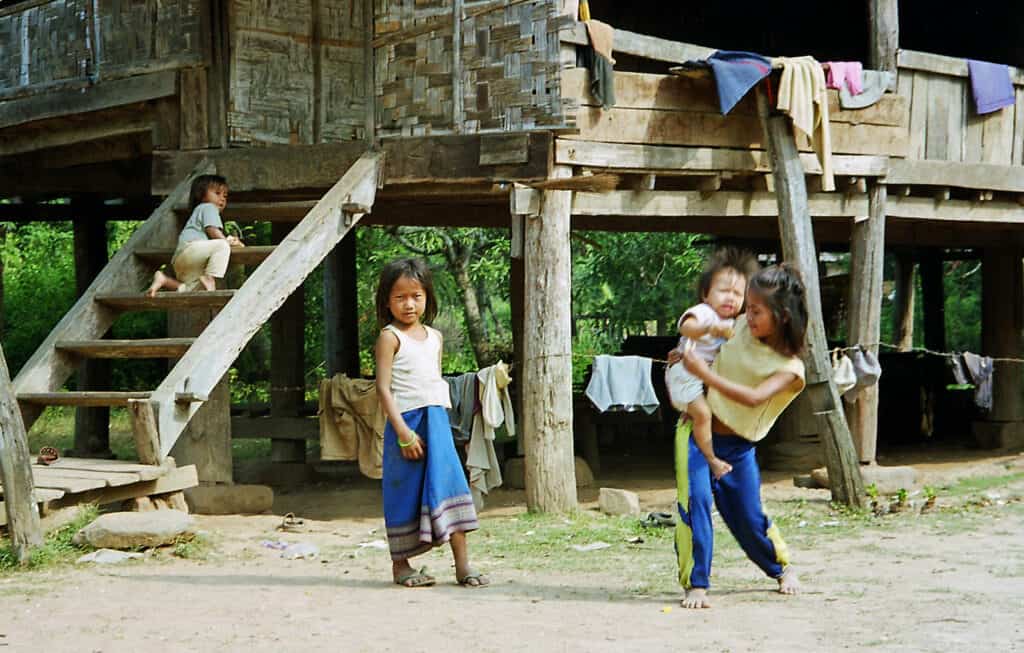 children playing at local village near Luang Prabang