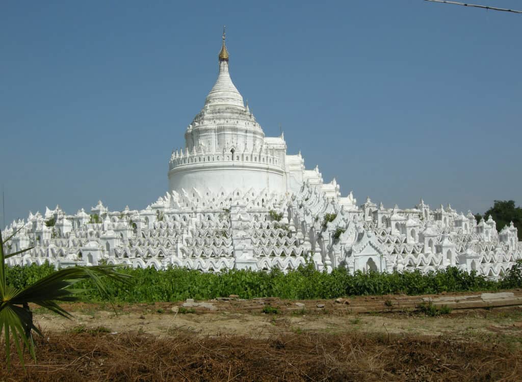 white Hsinbyume pagoda in Mingun