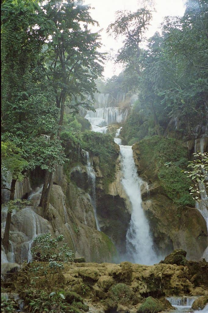 60 meter fall at Kuang Si waterfalls