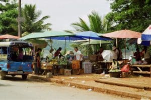 central market of Luang Prabang near Mekong river