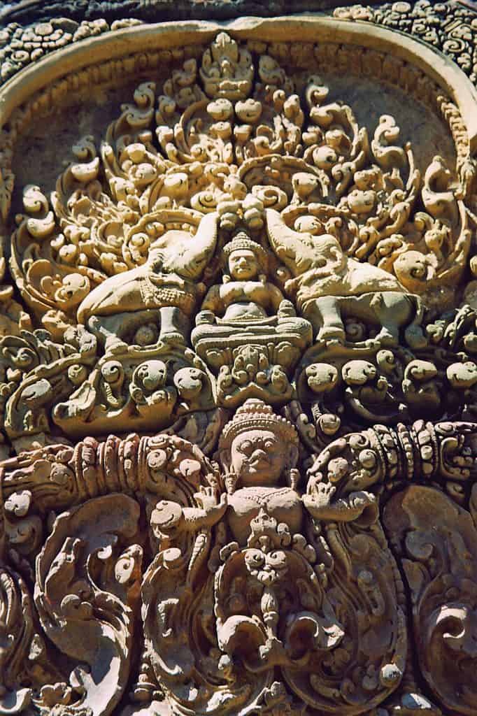 refined sculpture detail at Banteay Srei