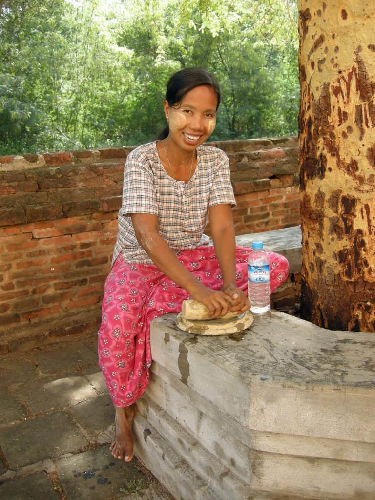 Myanmar lady with tanaka