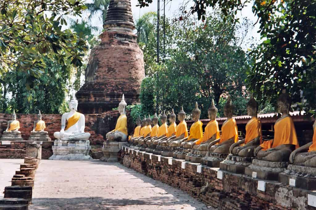 Kmer-style temples of Ayutthaya: sitting Buddhasat at Wat Yai