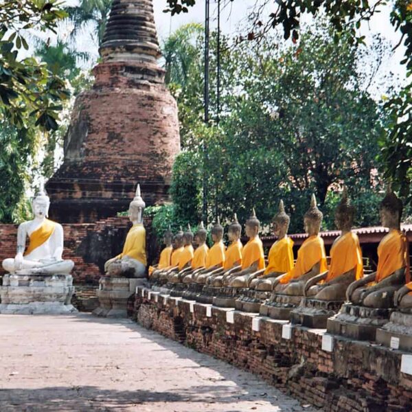 Kmer-style temples of Ayutthaya: sitting Buddhasat at Wat Yai