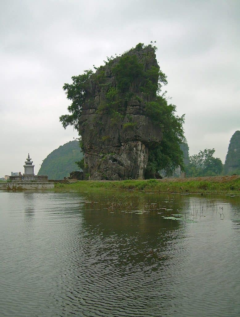 emple and karst cliff Halong on Land at Tam Coc