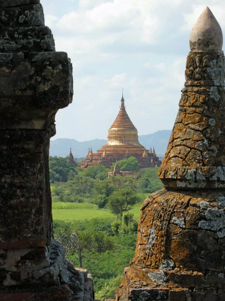 temple view while cycling through Old Bagan
