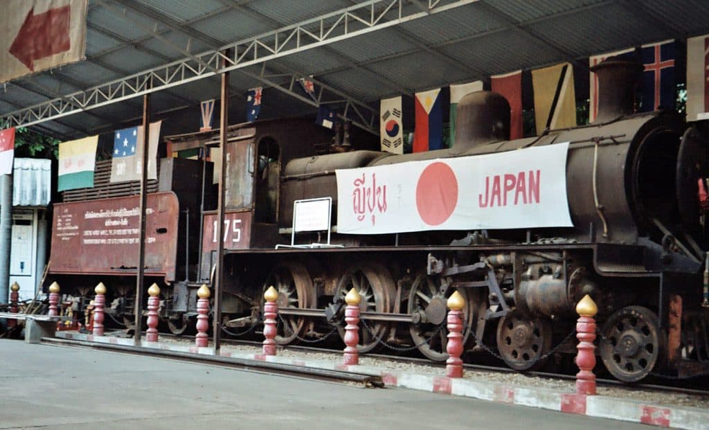 Japanese locomotive near Death Railway Bridge in Kanchanaburi