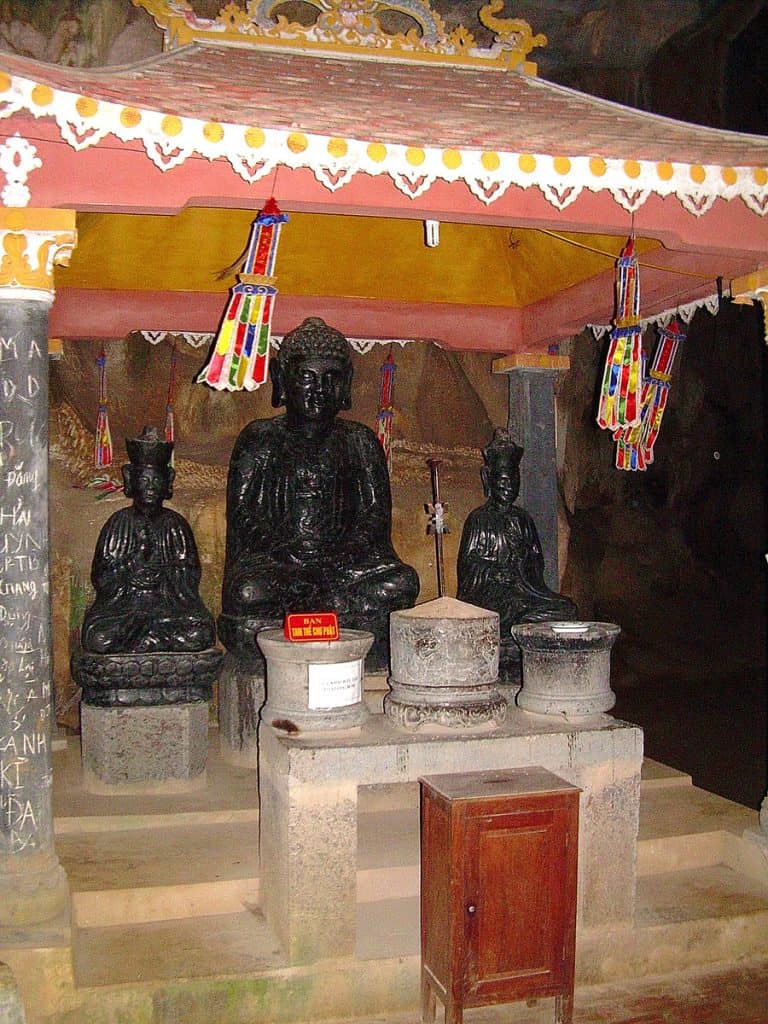 black marble Buddha at Bich Dong pagoda