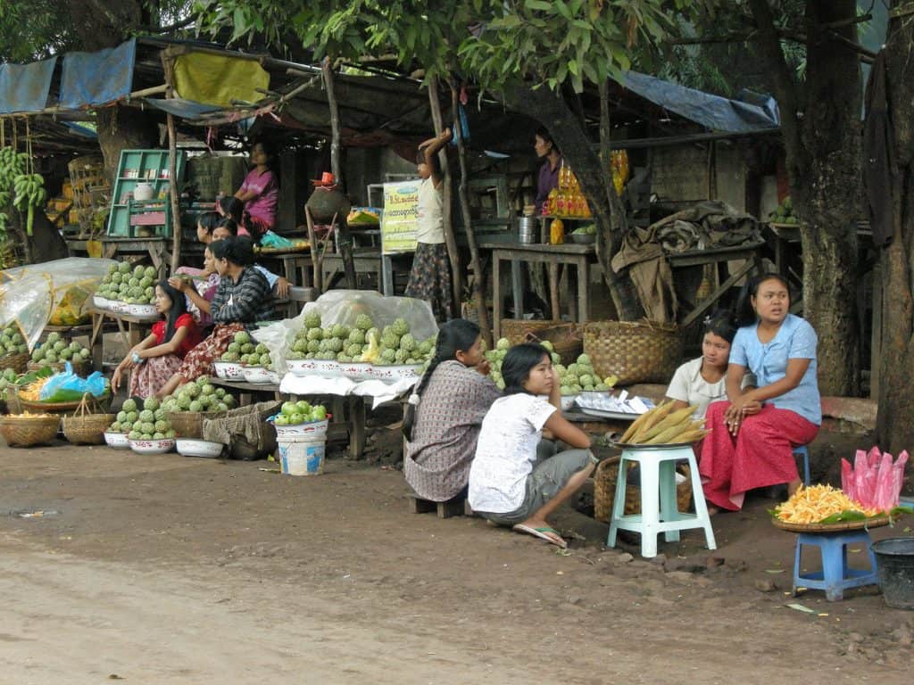 local market near Thai border in Myanmar