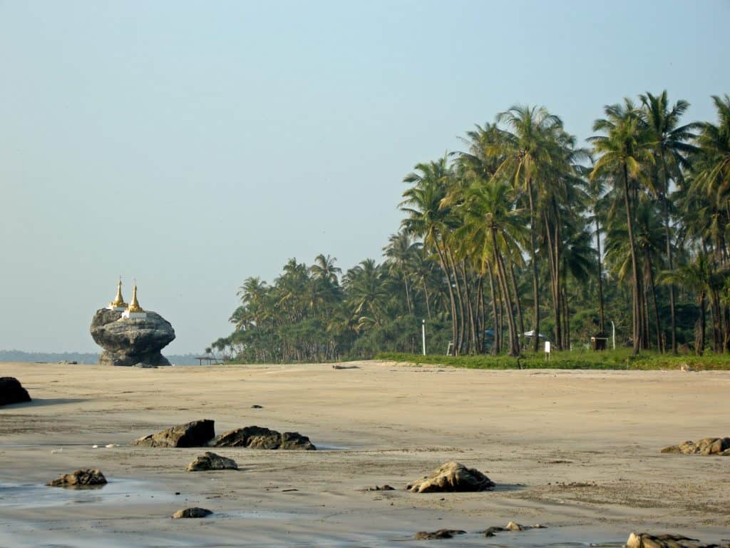 miniature temples at Ngwe Saung beach