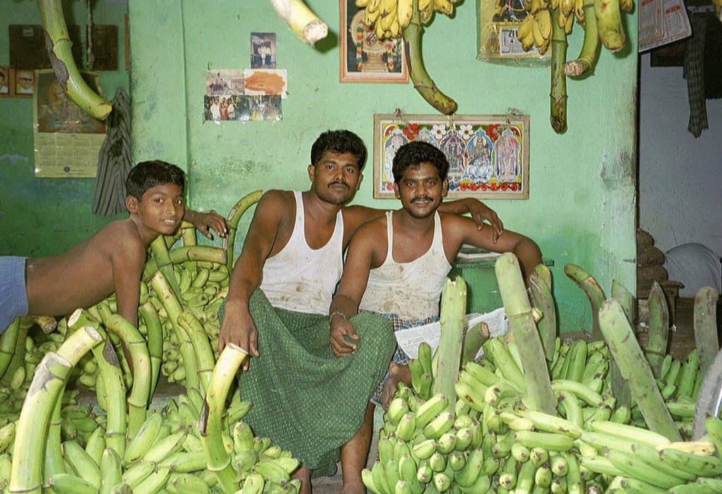posing at banana market Madurai